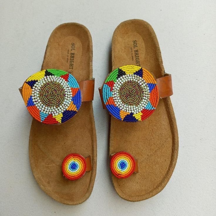 sandal-aztec-bead-03.jpg Cork Sandals - Image 1