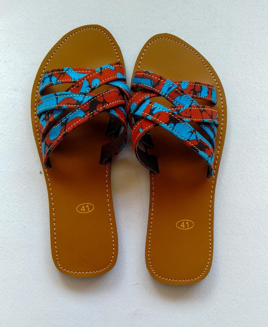 sandal-blue-red-02.jpg Ankara Sandals - Image 1