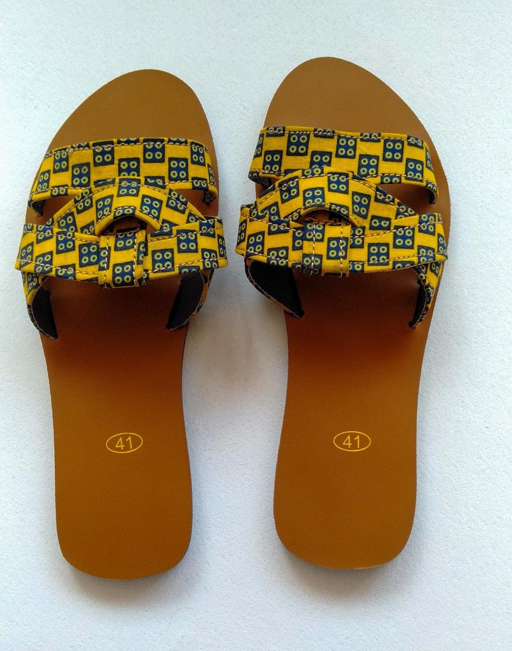 sandal-yellow-green-01.jpg Ankara Sandals - Image 1